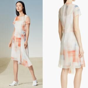 Hugo Boss Asymmetrical Difuna Silk Blend Collage Print Cocktail Dress Size‎ 12